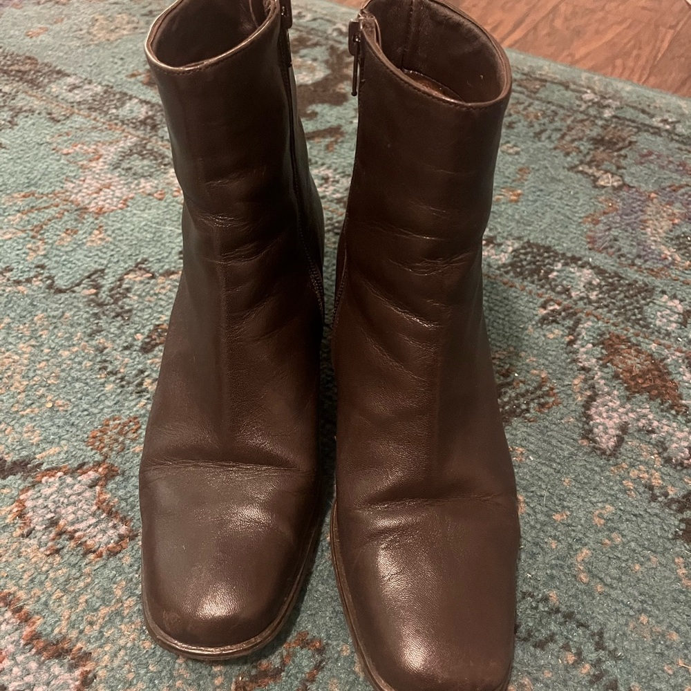 Dark Brown Leather Booties